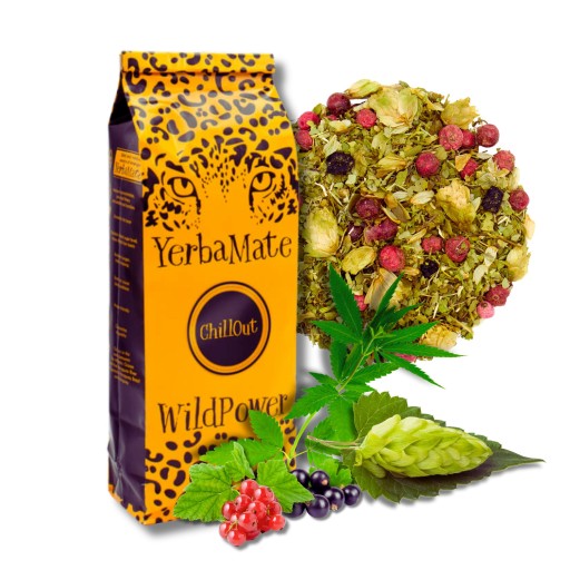 Yerba Mate CHILLOUT 200g WildPower konopné šišky z čiernych ríbezlí