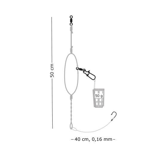 Symetrická slučka Rigged Cage Set 50g háčik