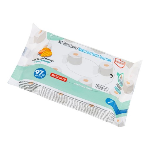 Akuku vlhčený toaletný papier pre deti, bezpečný, jemný, 50 kusov