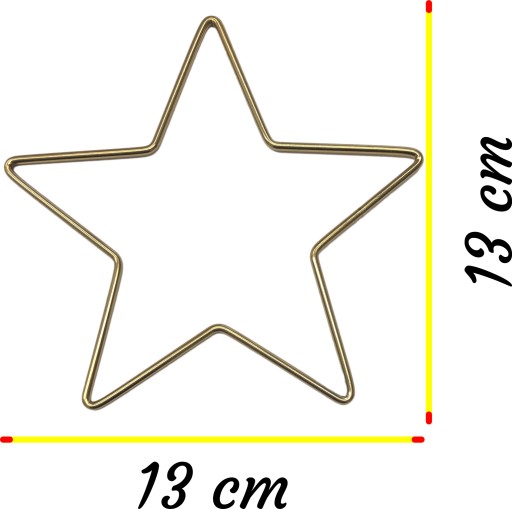 Kovová hviezda ZLATÁ 13 cm drôtená obruč