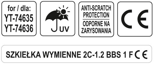 NÁHRADNÉ NÁHRADNÉ SKLO PRE YT-74635 YT-74636 CLEAR YATO YT-74638