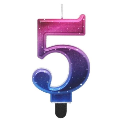 SVIEČKA Ombre ČÍSLO 5 na narodeninovú tortu COSMOS