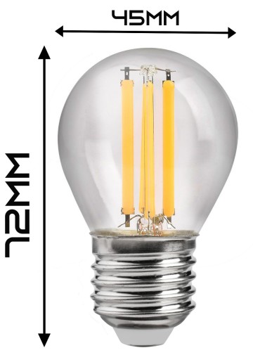E27 G45 šedá Edison LED žiarovka, ozdobné vlákno, svetlá, účinná, dekoratívna