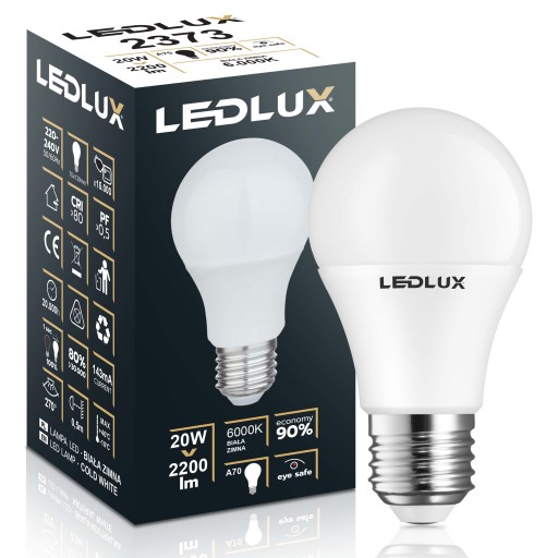LED žiarovka E27 20W = 150W 2200lm SMD 6000K studená Premium LEDLUX nebliká