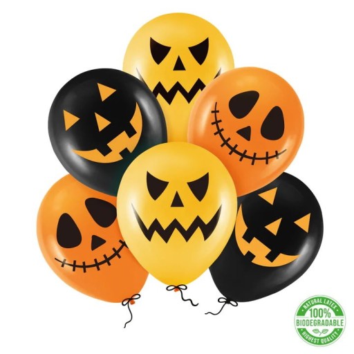 Sada halloweenskych strašidelných balónov 30cm 6ks tekvica