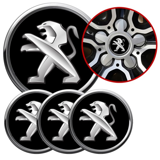 4 Emblémy Stredy ráfikov Kryty kolies Kolesá PEUGEOT COMPLET TOP 53 mm