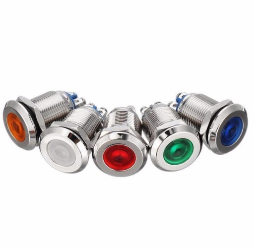 Kovová LED kontrolka 16mm 24V kovová červená