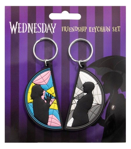 Sada 2 gumových kľúčeniek na kľúče Wednesday a Enid Window