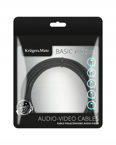 Káblový kábel Mini Jack konektor 3,5 mm 2x RCA Cinch stereo 5m Kruger&Matz