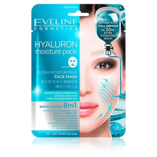Eveline HYALURON MOISTURING listová maska 8v1