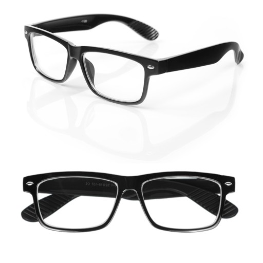 Klasické okuliare Nerd Women Men Blue Control Filter Čierne číre okuliare