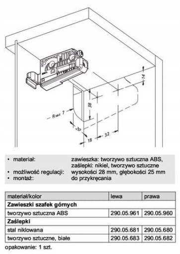 VEŠIAK NA NÁBYTOK, polohovateľný, camar 806 L+R, ČIERNA