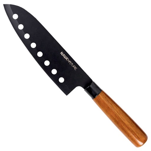 Kuchynský nôž z čiernej ocele SANTOKU na sekanie NATURE