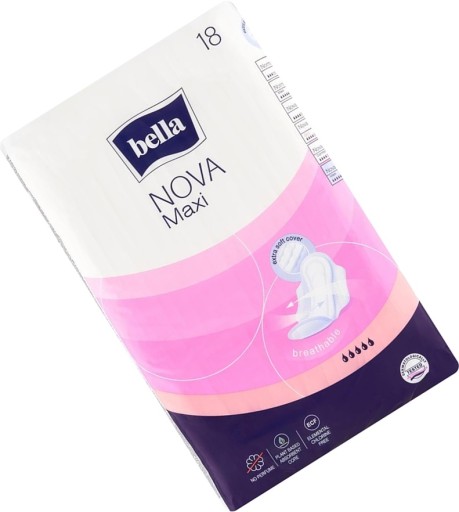 BELLA Nova Maxi hygienické vložky s krídelkami, 18 kusov