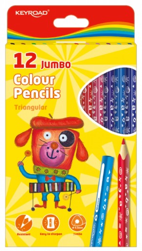 Jumbo trojuholníkové ceruzky, 12 ks, mix farieb