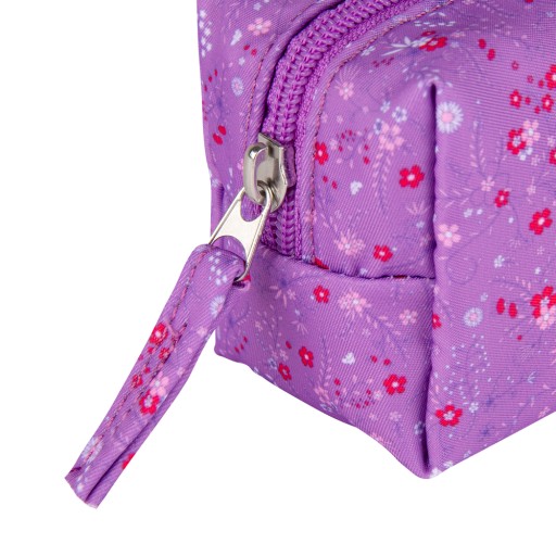 Vrecúško OXFORD FLORAL PENCIL BAG, fialové s kvetmi, lúka pre dievčatko