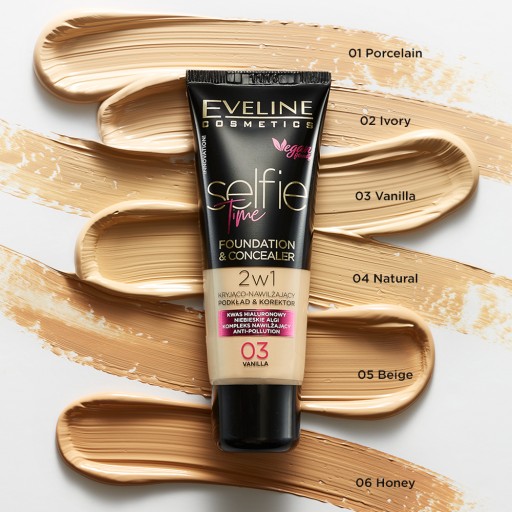Eveline Selfie Time Covering Foundation 01 Porcelain