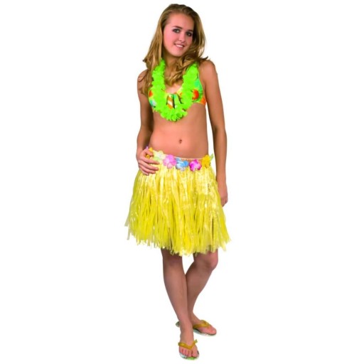 Žltá HAWAJSKÁ SUKŇA, kvety aloha, havaj