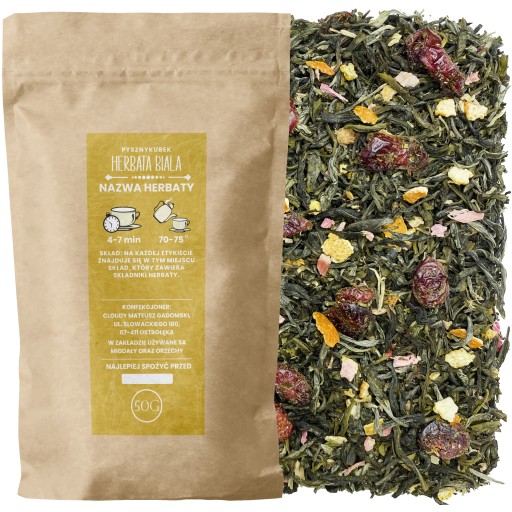 Biely čaj RUBARBA BRUSNICE POMERANČ 50G