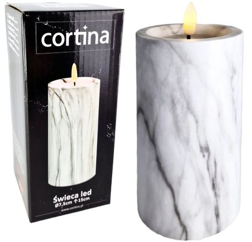 Dekoratívna sviečka na batérie 15 cm Grey Marble LED vložka až na 30 dní