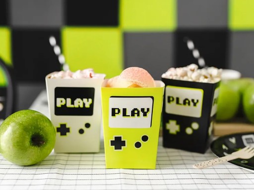 Hrajte hráčske krabičky na popcorn 6ks Birthday