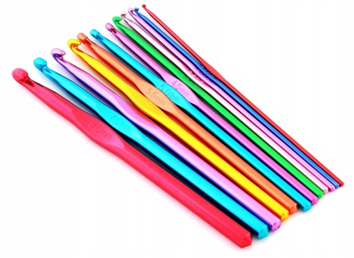 SADA 12 HÁČKOV NA HÁČENIE 2-8MM HLINÍKOVÉ HÁČKY 15CM AG645