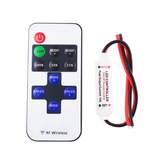 MINI RF STMIEVAČ 12V 72W + DIAĽKOVÉ OVLÁDANIE na LED pás
