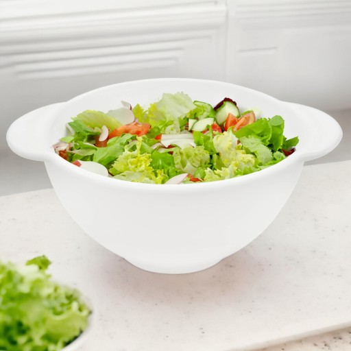 BIELA OPÁLOVÁ MISKA NA ŠALÁT HLBOKÁ MISKA 14CM TANIERSKA NA POLIEVKU S RÚČKAMI