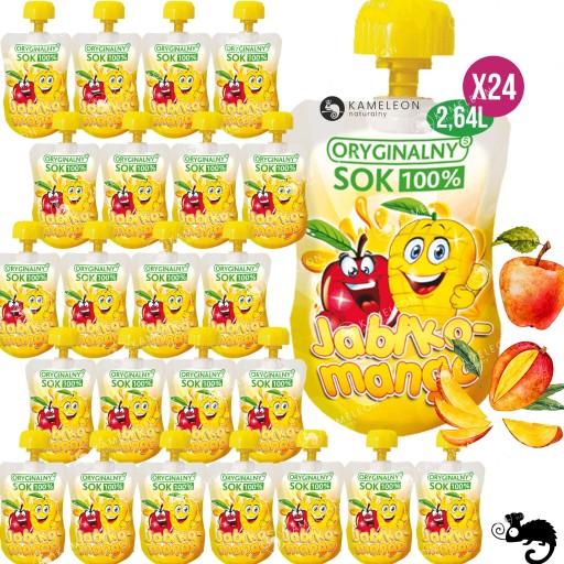 ORIGINÁLNA JABLKOVÁ OVOCNÁ MOUSE BEZ CUKRU Jablko Mango + vit. C 110 ml