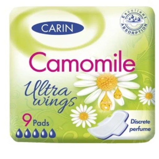 Hygienické vložky CARIN Ultra wings CAMOMILIE, 9 kusov