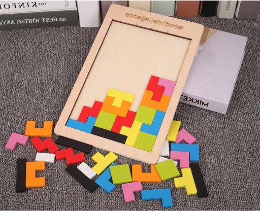 DREVENÉ PUZZLE TETRIS PUZZLE MONTESSORI HRA TANGRAM LOGIC