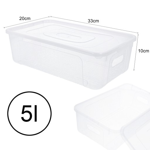 Nádoba organizéra, 5l box, priehľadný box s krytom, plastový box