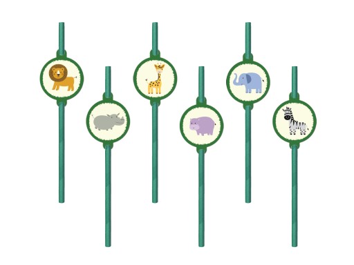 Slamky zo sady Safari Animals, 6 ks BIO ECO