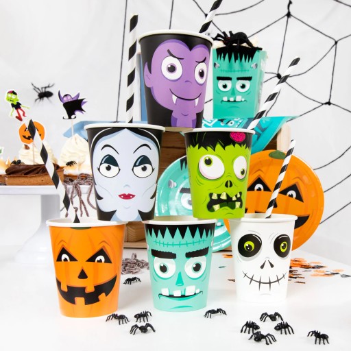 Halloweenske hrnčeky Monsters 9cm 6ks. ZOMBIE VAMPIRE