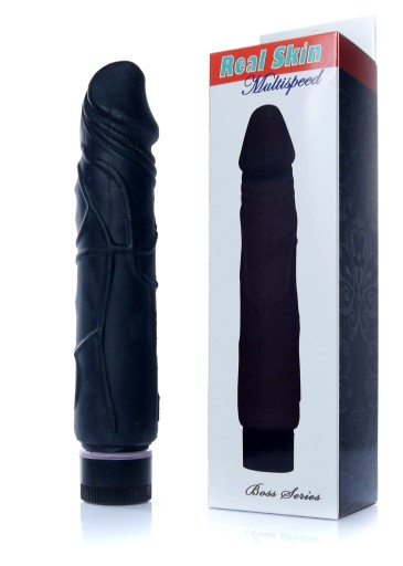 ČIERNY CYBER KOŽENÝ VIBRÁTOR, PRÍRODNÝ PENIS