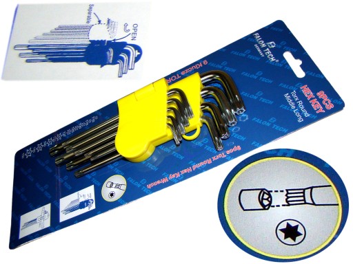 TORX KEYS SET TORX KEYS S OTVOROM, 9 PRVKOV
