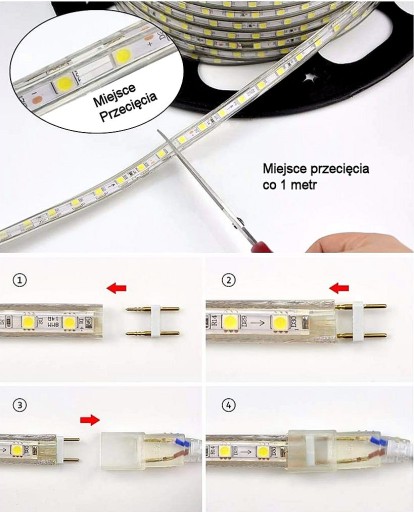 LED pásik 230V 4040 1M vodotesný teplý hadicový pásik