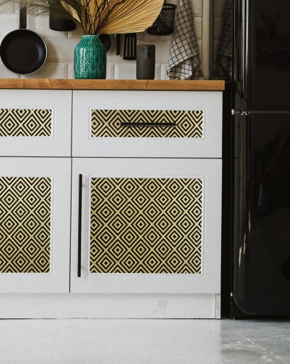 Nábytková dyha GOLD SQUARES PVC fólia, šírka 45cm