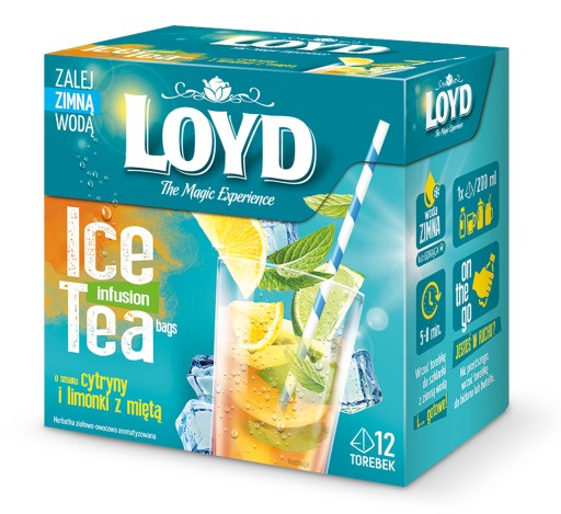 Studený bylinkový ovocný čaj Citrón Limetka Mäta Ľadový čaj 12T LOYD