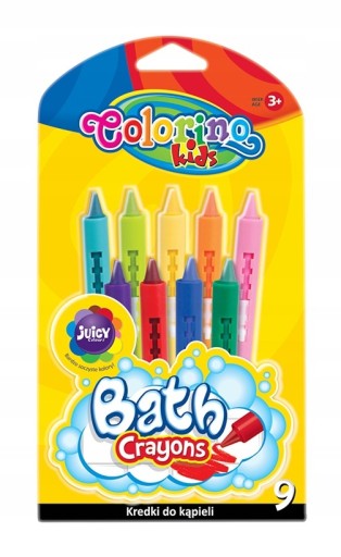 Umývateľné pastelky do kúpeľa pre deti, 9 farieb Colorino