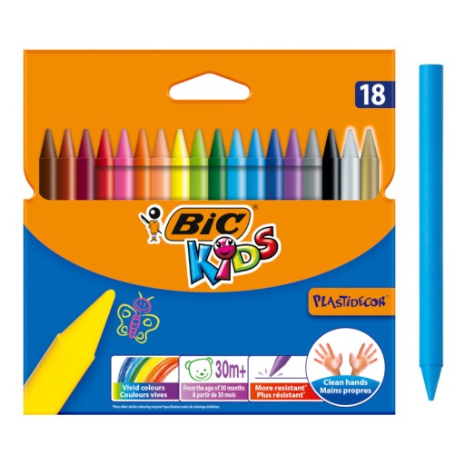 BIC KIDS PLASTIDEKOROVÉ PASTIELKY PRE DETI ODOLNÉ 18 FARIEB