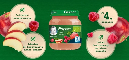 Gerber Bio Jablkový malinový dezert 125g