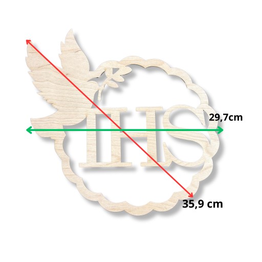 Drevený prsteň na prvé sväté prijímanie IHS Holub 36CM