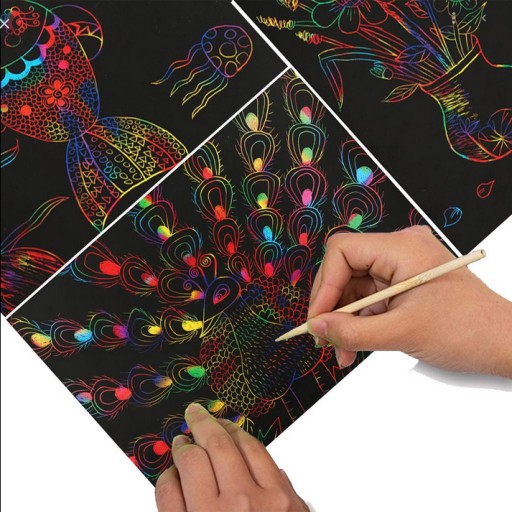 DÚHOVÁ KNIHA Omaľovánka SCRATCH BOOK SLIP ČIERNA NOTEBOOK 10K.
