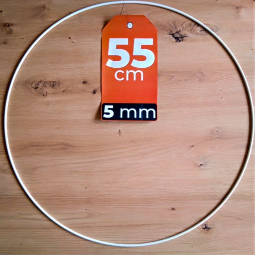 Kovová obrúčka BIELA makramé 55cm 5mm SILNÁ