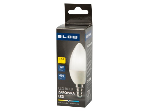 VÝKONNÁ EKO LED ŽIAROVKA NA SVIEČKU E14 5W 450LM NEUTRÁLNA BIELA