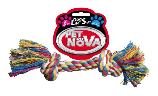 Hračka PET NOVA Bavlnené lano 2 uzly 25cm