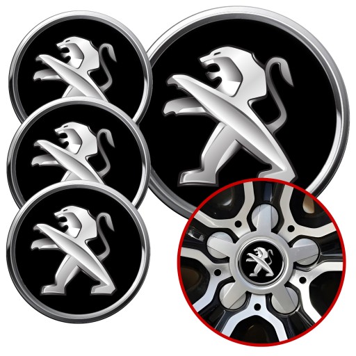 4 Emblémy Krytky ráfikov Kryty kolies Kolesá PEUGEOT COMPLET TOP 60 mm