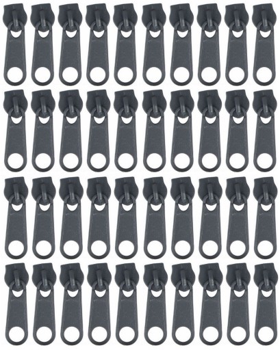 3mm zipsy na zipsovú pásku GRAFITOVÝ zips - 40 ks