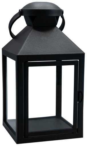 Čierna lampa s dvierkami na LED sviečky